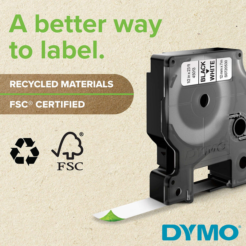 [Australia - AusPower] - DYMO All-Purpose Labels for DYMO XTL Label Makers, Black on White, 1/4", 1 Roll (1868751) 1/2" D1 Black on Clear 