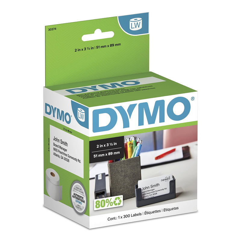 [Australia - AusPower] - DYMO White 2x3-1/2" Card Stock 300 Per Roll 