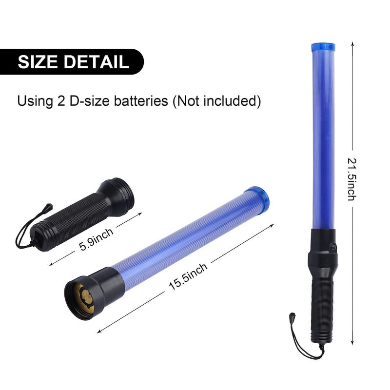 [Australia - AusPower] - 2PC 21 inch Blue Signal Traffic Safety Baton Multifunction Traffic Wand with 2 Flashing Modes, Using 2 D-Size Batteries (Not Included) 