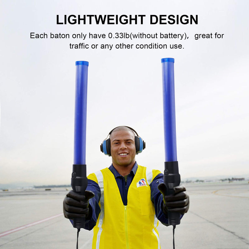 [Australia - AusPower] - 2PC 21 inch Blue Signal Traffic Safety Baton Multifunction Traffic Wand with 2 Flashing Modes, Using 2 D-Size Batteries (Not Included) 