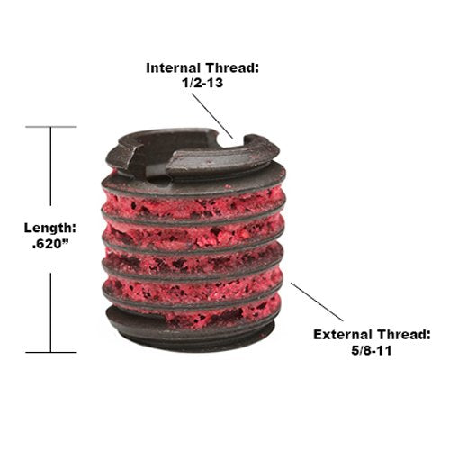 [Australia - AusPower] - E-Z LOK - 319-8 E-Z Lok Externally Threaded Insert, C12L14 Carbon Steel, Meets AISI 12L14, 1/2"-13 Internal Threads, 5/8"-11 External Threads, 0.625" Length, Made in US (Pack of 5) 