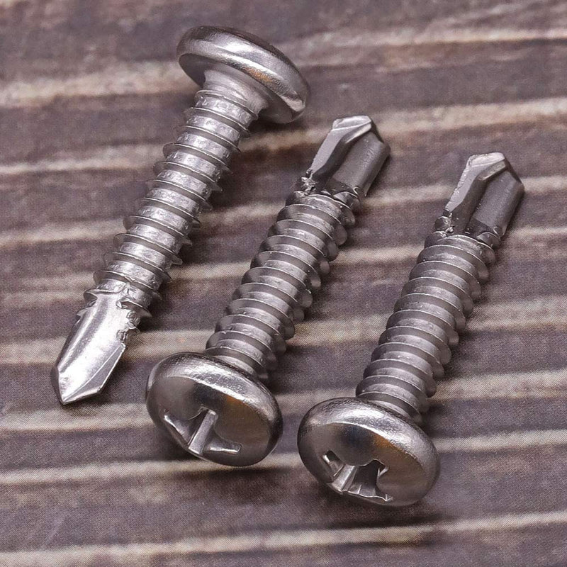 [Australia - AusPower] - #10 x 3/4" Pan Head Self Drilling Screws, Phillips Drive, 410 Stainless Steel Sheet Metal Screws,Self Tapping, Dovetail Screws, Pack of 100 #10 x 3/4" (100 PCS) 