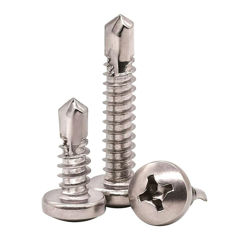 [Australia - AusPower] - #10 x 3/4" Pan Head Self Drilling Screws, Phillips Drive, 410 Stainless Steel Sheet Metal Screws,Self Tapping, Dovetail Screws, Pack of 100 #10 x 3/4" (100 PCS) 