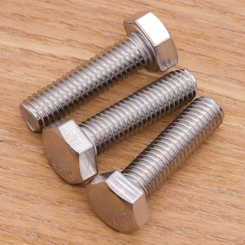 [Australia - AusPower] - 3/8-16 x 1" (1/2" to 6" Length Available) Hex Head Bolts Screws, 304 Stainless Steel 18-8, Fully Threaded, Hexagon Head Cap Bolts Screws, Coarse Thread UNC, Pack of 10 3/8-16 x 1" (10 PCS) 