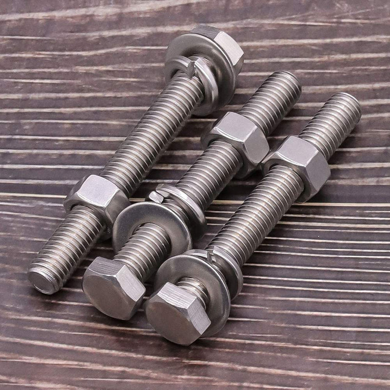 [Australia - AusPower] - 1/2-13 x 1-1/2" (5sets) Stainless Steel Hex Bolts Screws with Nuts Flat Washers Lock Washers, 304 SS 18-8, Hexagon Head, Fully Machine Threaded, Bright Finish 1/2-13 x 1-1/2" (5 sets) 