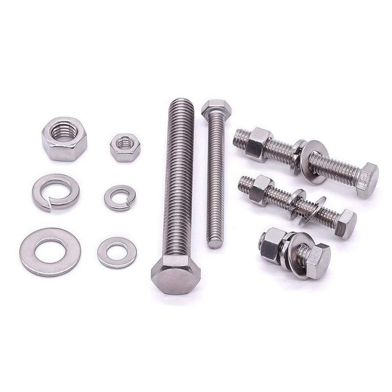 [Australia - AusPower] - 1/2-13 x 1-1/2" (5sets) Stainless Steel Hex Bolts Screws with Nuts Flat Washers Lock Washers, 304 SS 18-8, Hexagon Head, Fully Machine Threaded, Bright Finish 1/2-13 x 1-1/2" (5 sets) 