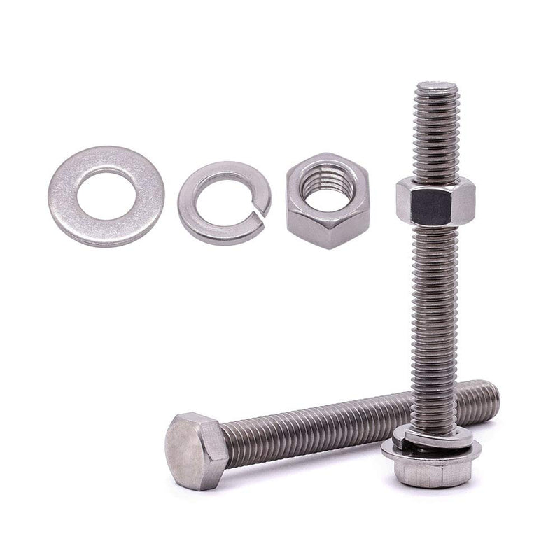 [Australia - AusPower] - 1/2-13 x 1-1/2" (5sets) Stainless Steel Hex Bolts Screws with Nuts Flat Washers Lock Washers, 304 SS 18-8, Hexagon Head, Fully Machine Threaded, Bright Finish 1/2-13 x 1-1/2" (5 sets) 