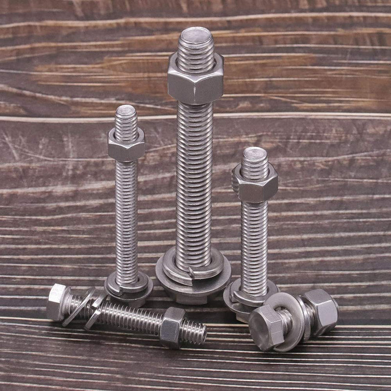 [Australia - AusPower] - 1/2-13 x 1-1/2" (5sets) Stainless Steel Hex Bolts Screws with Nuts Flat Washers Lock Washers, 304 SS 18-8, Hexagon Head, Fully Machine Threaded, Bright Finish 1/2-13 x 1-1/2" (5 sets) 