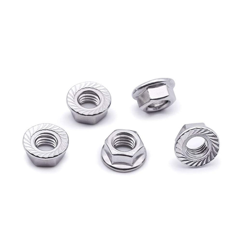 [Australia - AusPower] - 1/4"-20 Serrated Flange Hex Lock Nuts Hexagon Nuts, 304 Stainless Steel 18-8, Full Thread, Coarse Thread UNC, Pack of 25 1/4"-20 (25 pcs) Flange Nuts 