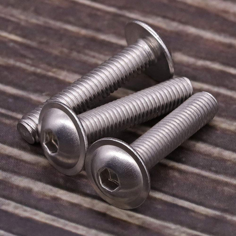 [Australia - AusPower] - M4-0.7 x 10mm Flanged Washer Button Head Socket Cap Screws, 304 Stainless Steel 18-8, Allen Hex Drive, Full Thread Coarse Thread UNC, 100 PCS M4 x 10mm (100 pcs) 
