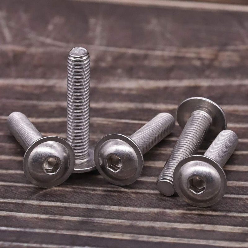 [Australia - AusPower] - M4-0.7 x 10mm Flanged Washer Button Head Socket Cap Screws, 304 Stainless Steel 18-8, Allen Hex Drive, Full Thread Coarse Thread UNC, 100 PCS M4 x 10mm (100 pcs) 