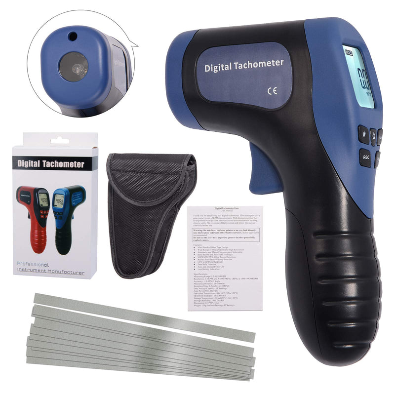 [Australia - AusPower] - EHDIS Digital LCD Photo Tachometer Non-Contact RPM Meter Motor Speed Gauge Gun Style Includes 10 Reflective Tapes 