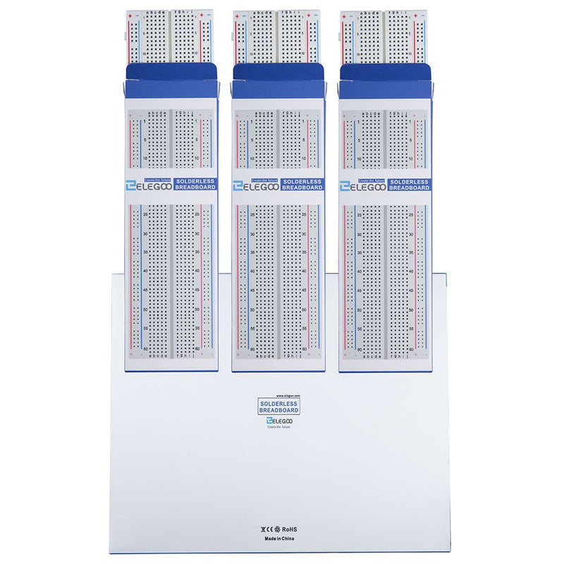 [Australia - AusPower] - ELEGOO 3pcs Breadboard 830 Point Solderless Prototype PCB Board Kit for Arduino Proto Shield Distribution Connecting Blocks 