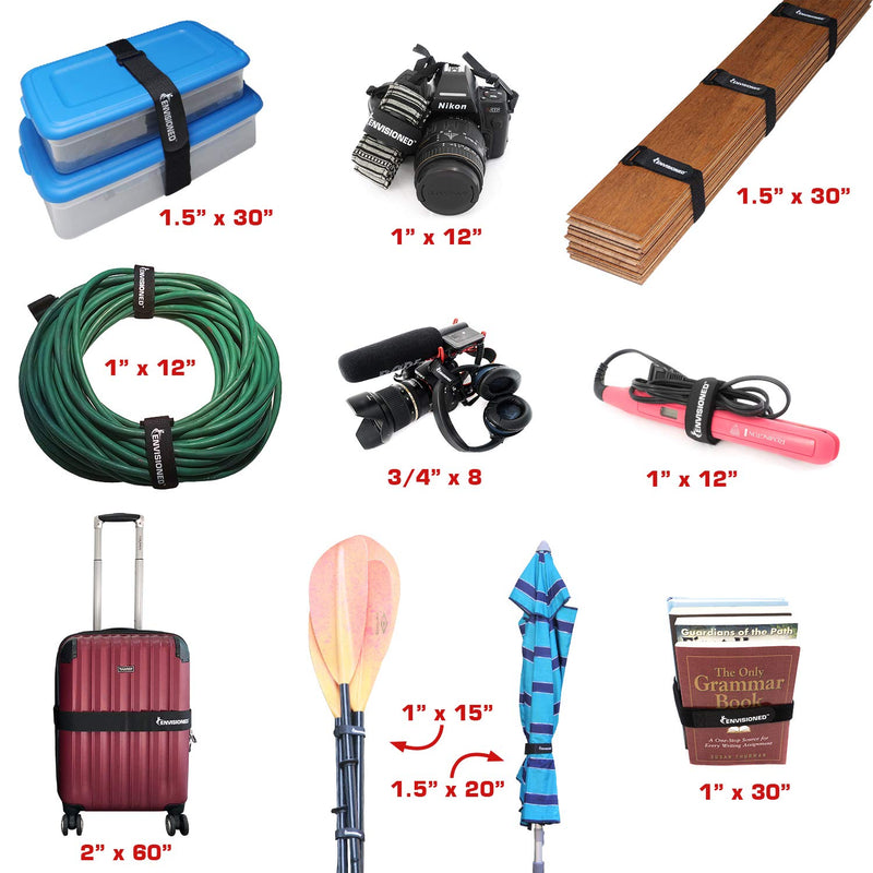 [Australia - AusPower] - Velour Cinch Straps 2" x 20" - 6 Pack, Soft Touch Microfiber Reusable Hook and Loop 2" x 20" 