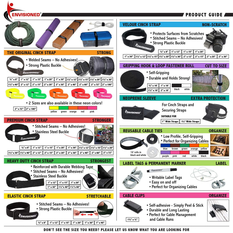 [Australia - AusPower] - Velour Cinch Straps 2" x 20" - 6 Pack, Soft Touch Microfiber Reusable Hook and Loop 2" x 20" 