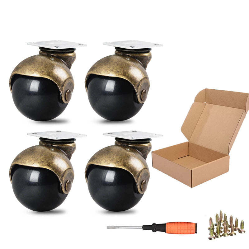 [Australia - AusPower] - ENYKE Ball Caster Wheels, 1.5-inch Small Wheels for Furniture, Swivel Furniture Casters Set of 4, Antique Brass Top Plate Casters for Furniture, Ottoman, Wheelchair, Coffee Table (Screws Included) 1.5 inch 