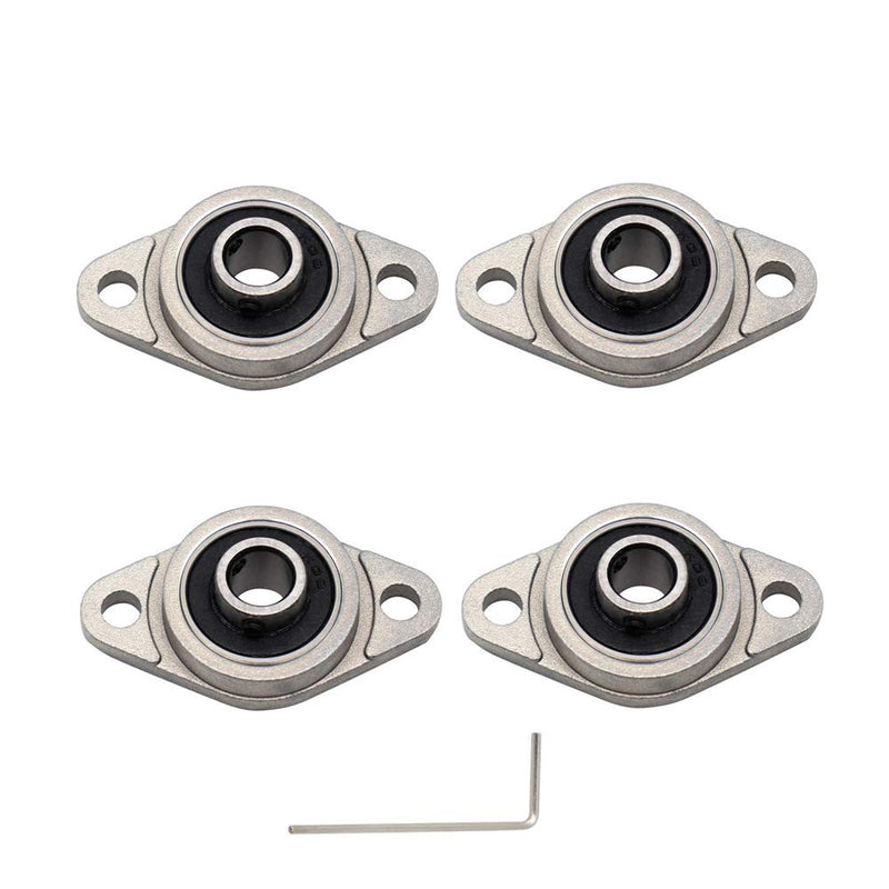 [Australia - AusPower] - Eowpower 4Pcs 8mm Bore Diameter Flanged Ball Mounted Pillow Block Insert Bearing 