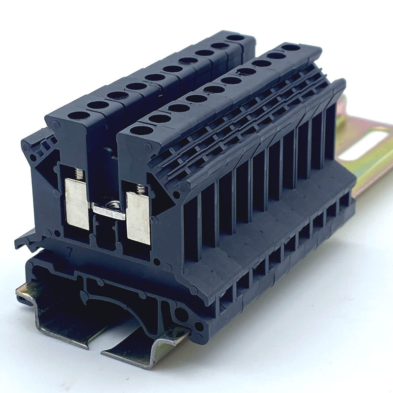 [Australia - AusPower] - Erayco UK2.5N-B DIN Rail Terminal Block, Screw Clamp, 600V 20A 24-12AWG, Pack of 100 (Black) Black 