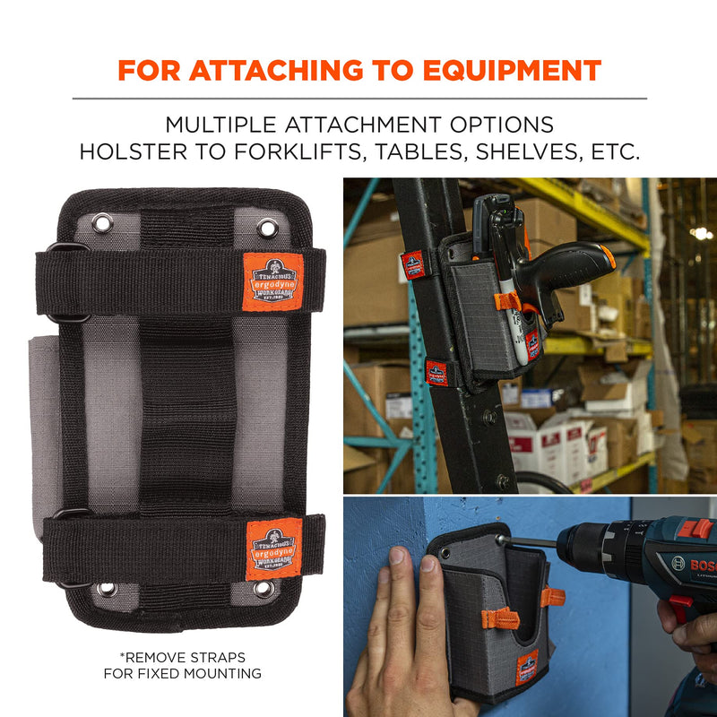 [Australia - AusPower] - Ergodyne Squids 5543 Barcode Scanner Holder Equipment Mount for Gun Grip Mobile Computers, Handheld Bar Code Scanners, Fastener Straps to Attach to Forklift Small 