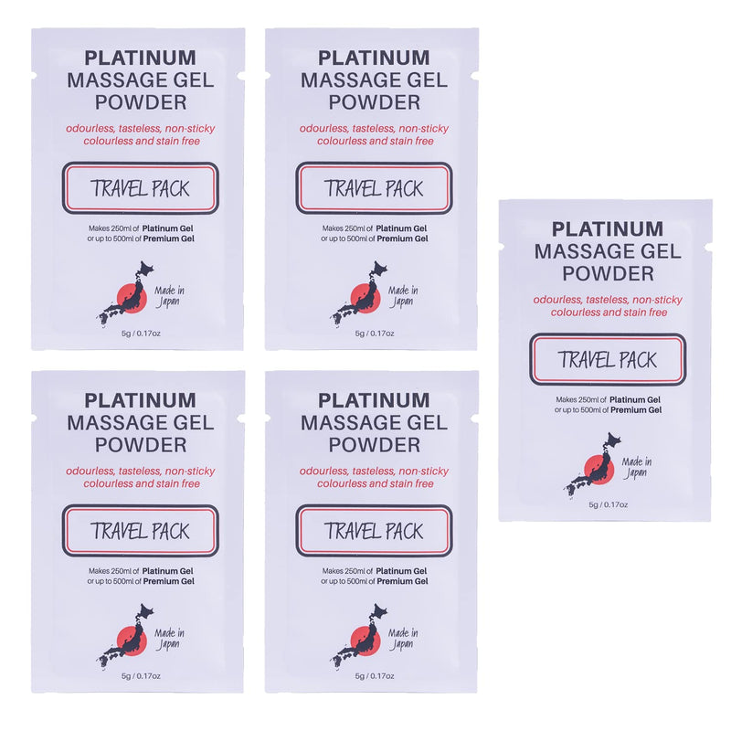 [Australia - AusPower] - 5 x Premium Nuru Massage Gel Powder | 5g Travel Sachet Makes 500ml/ 16.9 fl oz | Made in Japan Paraben & Glycerine Free Pack of 5 
