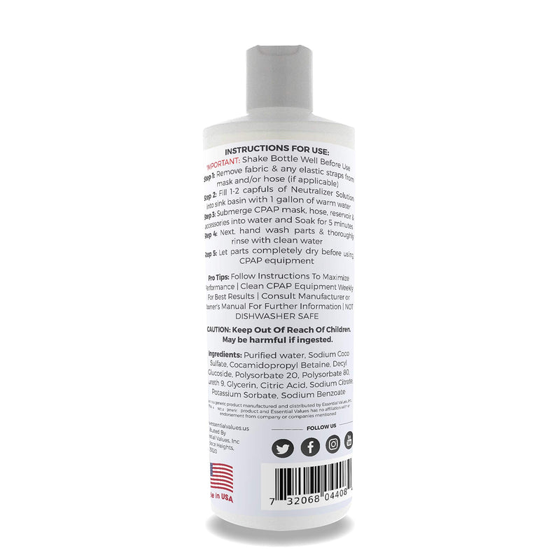 [Australia - AusPower] - Essential Values 16 Fl Oz CPAP Pre-Wash, Safe & Scent-Free with Dye-Free Prewash Soap That is Universally Compatible with All CPAP Equipment & Machines 