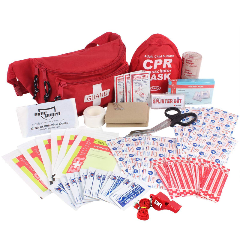 [Australia - AusPower] - Ever Ready First Aid, Fanny Pack/Hip Pack, Fully Stocked First Aid Kit with Adult & Infant CPR Combo Masks (72 Piece Set) 72 Piece Set 