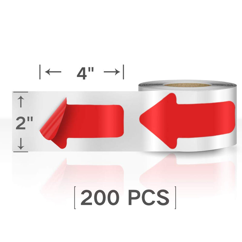 [Australia - AusPower] - Arrow Floor Sign Tape 2"×4" Arrow Floor Marking Sticker 200 PCS Arrow Decal Tape Red 2"×4" 