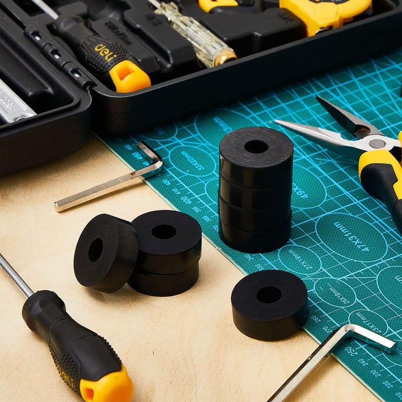 [Australia - AusPower] - Multi Purpose Rubber Spacer 1 Inch OD x 3/8 Inch ID x 1/2 Inch Thickness Black Round Rubber Washers Anti Vibration Neoprene Rubber Bushings Spacers Washers for Home and Car Accessories (16 Pcs) 16 