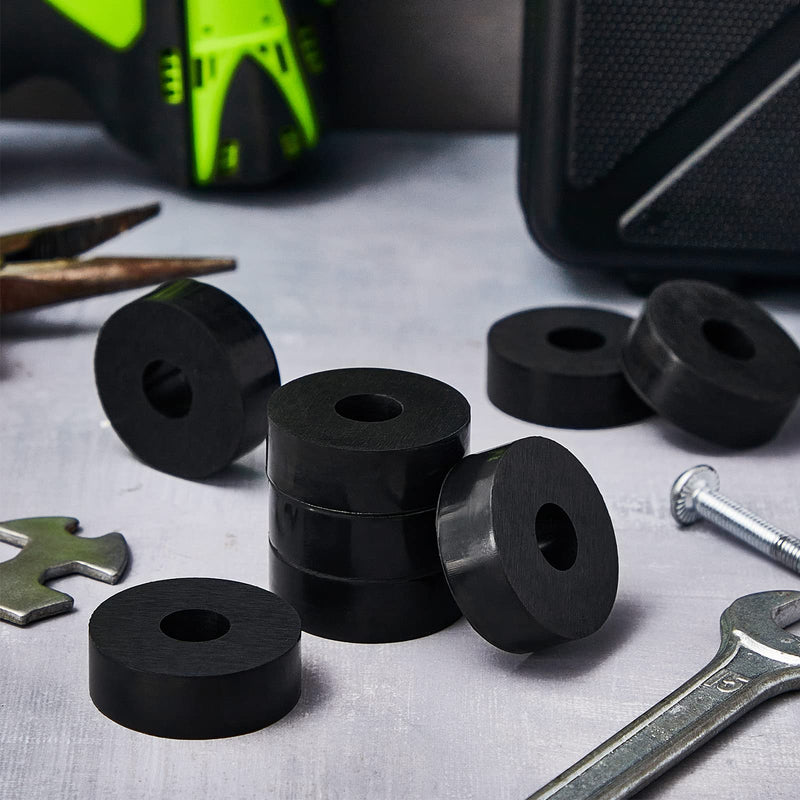[Australia - AusPower] - Multi Purpose Rubber Spacer 1 Inch OD x 3/8 Inch ID x 1/2 Inch Thickness Black Round Rubber Washers Anti Vibration Neoprene Rubber Bushings Spacers Washers for Home and Car Accessories (16 Pcs) 16 