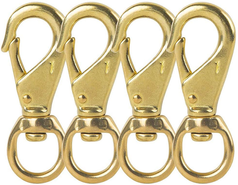 [Australia - AusPower] - Faneta 3-1/4'' Brass Swivel Snap Hooks Heavy Duty 3/4'' Swivel Eye - Solid Brass Scuba Diving Clips #1 - Seadog Line, Anchor Lines, Bags, Belting, Leashes, Straps, Luggage, Leathercarft (Pack of 4) 