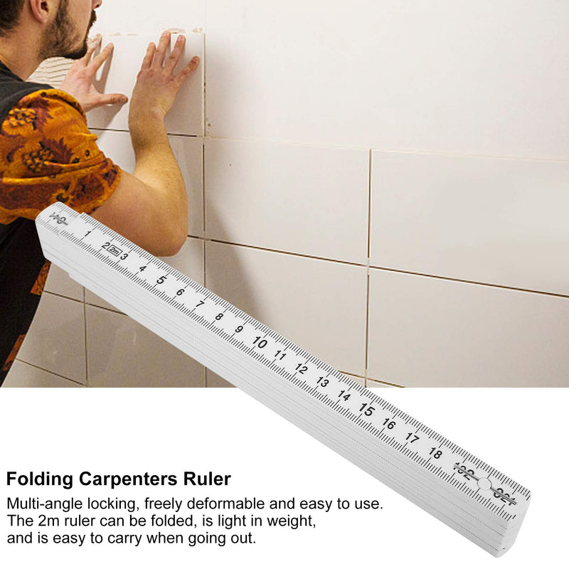 [Australia - AusPower] - 2Pcs 2m Folding Carpenters Ruler Lightweight Compact Measuring Stick Woodworking Tool Layout Tools Dimensional Measurement 