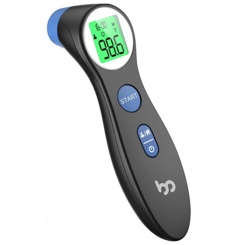 [Australia - AusPower] - Forehead Thermometer for Adults and Kids, No-Touch Digital Infrared Thermometer, FSA HSA Eligible, Instant Read, Fever Alarm, Easy to Read for School, Office Black 