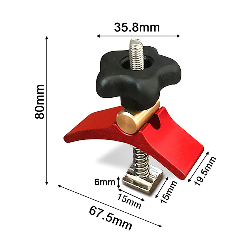 [Australia - AusPower] - 2pcs T-track Hold Down Clamps Aluminum Alloy for Woodworking Compatible with T-slot Worktable 3018 CNC Router Machines, FoxAlien 3018-SE (Red and Blue) 
