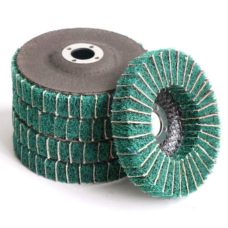 [Australia - AusPower] - FPPO 5Pcs 4.5" x 7/8" Nylon Fiber Flap Disc Polishing Grinding Wheel,Scouring pad Buffing Wheel for Angle Grinder, Polishing Tools (Grit 120) grit 120 