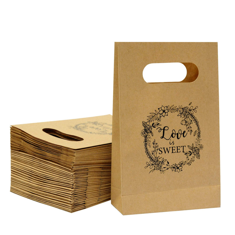[Australia - AusPower] - Brown Craft Paper Bag with handled Friday Night Craft Treat Bags 8.5 * 5.5 * 2.5 Inch for Wedding Party Business (50pcs） 