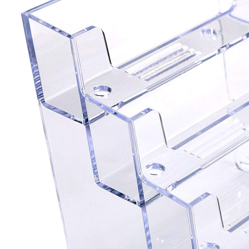 [Australia - AusPower] - 3 Pockets Acrylic Business Card Holder Stand Clear Desktop Countertop Office Business Organizer Acrylic Index Card Filling Display for Desk 2 pcs (3 Pocket) 3 Pocket 