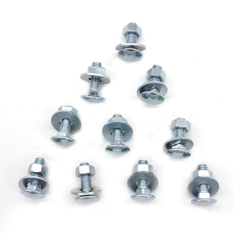 [Australia - AusPower] - (10 pc)1/4-20 x 1-1/4" Long Square-Neck Carriage Bolts Set w/Nuts & Washers,Zinc-Plated,Carbon Steel Grade 2,by Fullerkreg (10 pc)1/4x1-1/4" 