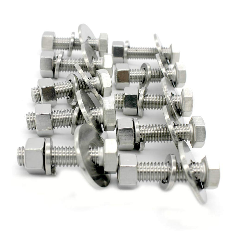[Australia - AusPower] - (10 Sets) 1/4-20x1" Stainless Steel Hex Head Screws Bolts, Nuts, Flat & Lock Washers, 18-8 (304) S/S, Fully Threaded by Bolt Fullerkreg (10 Sets) 1/4x1" 
