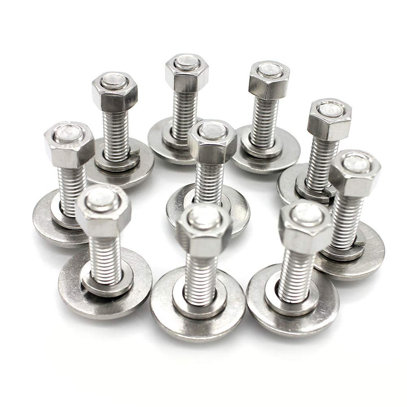 [Australia - AusPower] - (10 Sets) 1/4-20x1" Stainless Steel Hex Head Screws Bolts, Nuts, Flat & Lock Washers, 18-8 (304) S/S, Fully Threaded by Bolt Fullerkreg (10 Sets) 1/4x1" 