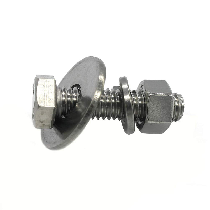 [Australia - AusPower] - (10 Sets) 1/4-20x1" Stainless Steel Hex Head Screws Bolts, Nuts, Flat & Lock Washers, 18-8 (304) S/S, Fully Threaded by Bolt Fullerkreg (10 Sets) 1/4x1" 