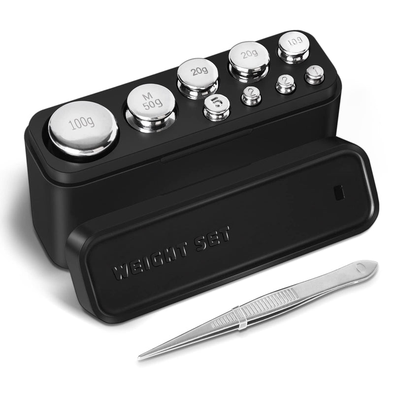[Australia - AusPower] - Fuzion Calibration Weights 210g, 9 PCS Stainless Steel Scale Calibration Weight Kit 1g 2g 5g 10g 20g 50g 100g Calibration Weight with Storage Box, Tweezers for Digital Scale, Gram Scale 9PCS 