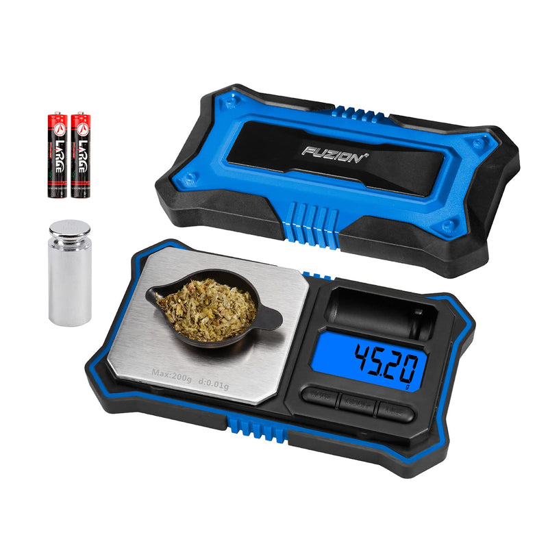 [Australia - AusPower] - Fuzion Digital Pocket Scale, 200g x 0.01g Jewelry Gram Scale, 6 Units Conversion, LCD Back-Lit Display, Use for Jewelry/Medicine/Food/Powder/Herb(Battery Included) Blue 
