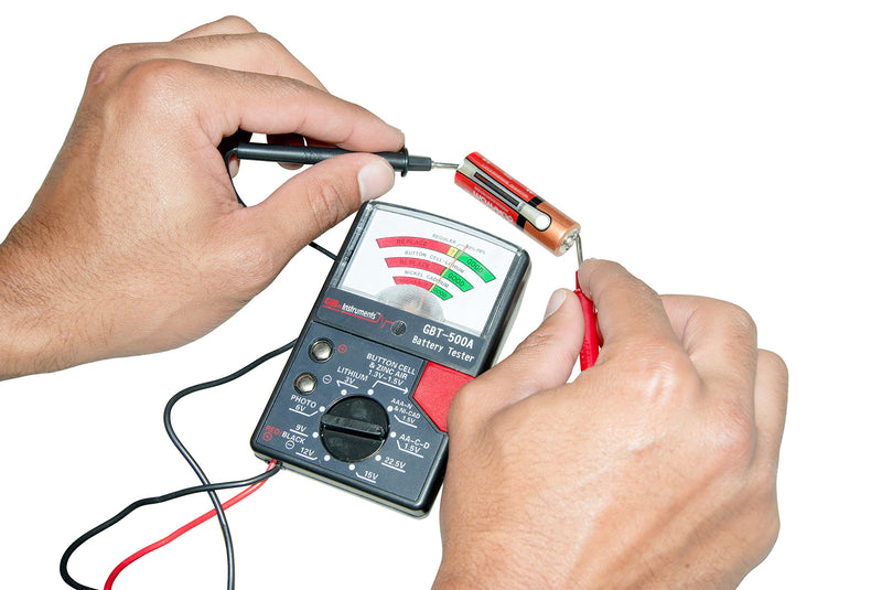 [Australia - AusPower] - Gardner Bender GBT-500A Analog 1.5 V Button Cell/22.5 Photo/AA/AAA/12 V/9 V/Lantern Cells & More, Leads Battery Tester,14 Battery Range, Black 14 Battery Range 