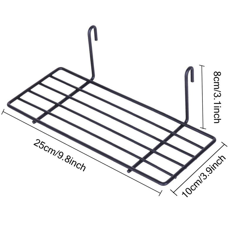[Australia - AusPower] - GBYAN Grid Wall Basket Wall Grid Accessories Wire Straight Shelf with Hooks Wall Organizer for Grid Panel Board, 2 Pack black A 