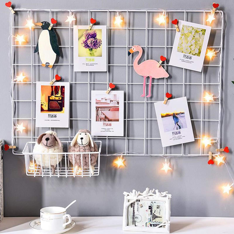 [Australia - AusPower] - GBYAN Wire Wall Grid Basket Hanging Display Shelf White Metal Grid Panel Accessories, 2 Pack 