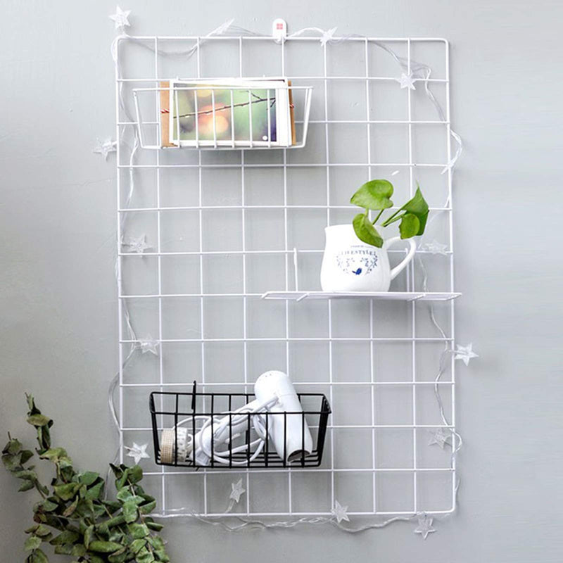 [Australia - AusPower] - GBYAN Wire Wall Grid Basket Hanging Display Shelf White Metal Grid Panel Accessories, 2 Pack 