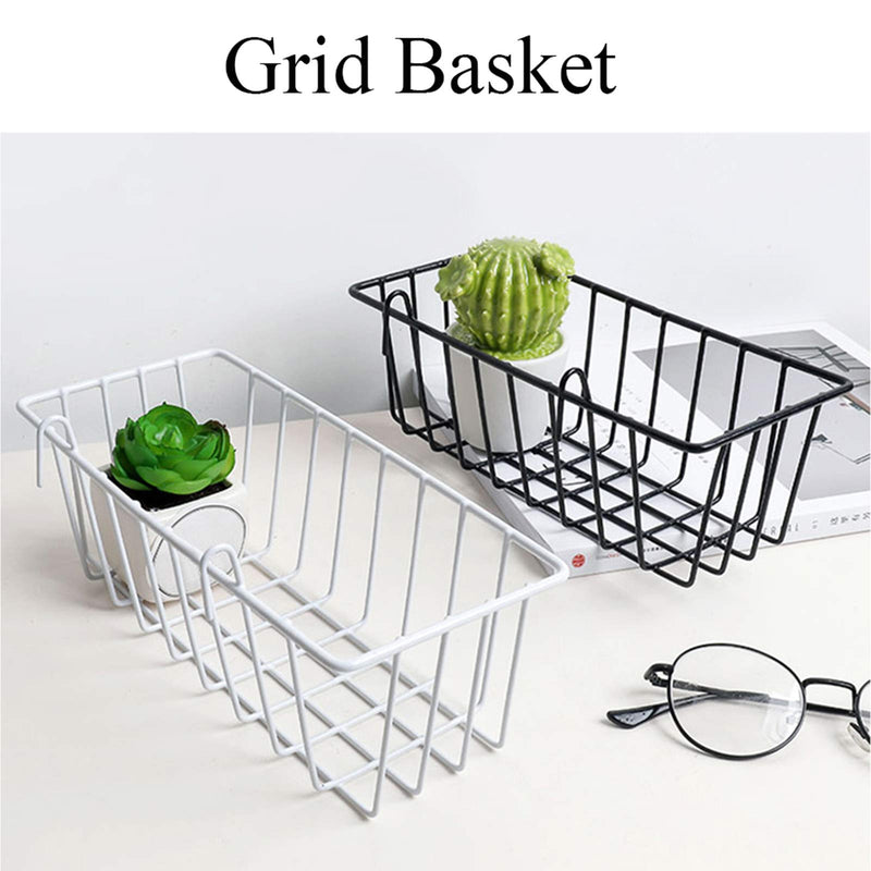 [Australia - AusPower] - GBYAN Wire Wall Grid Basket Hanging Display Shelf White Metal Grid Panel Accessories, 2 Pack 