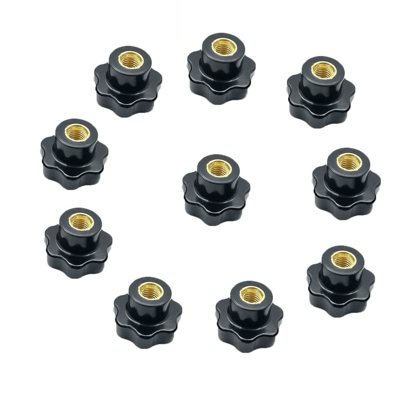 [Australia - AusPower] - GDQLCNXB M6 Star Knob Clamping Handle Nut Through Hole Set Black Plastic Screw knurled Clamping nut knob10 PCS 