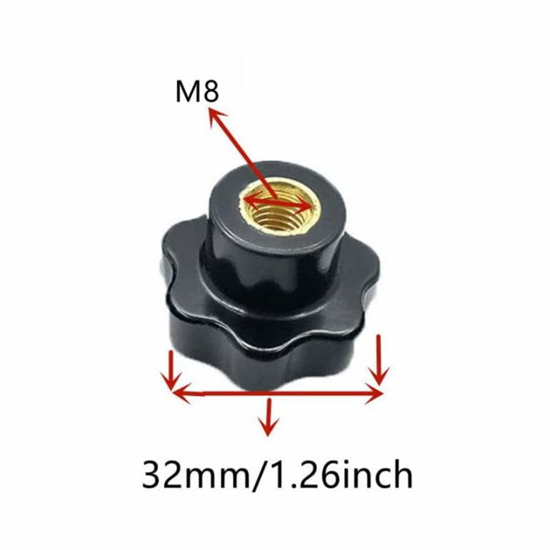 [Australia - AusPower] - GDQLCNXB M8 Star Knob Clamping Handle Nut Through Hole Set Black Plastic Screw knurled Clamping nut knob10 Pcs. 