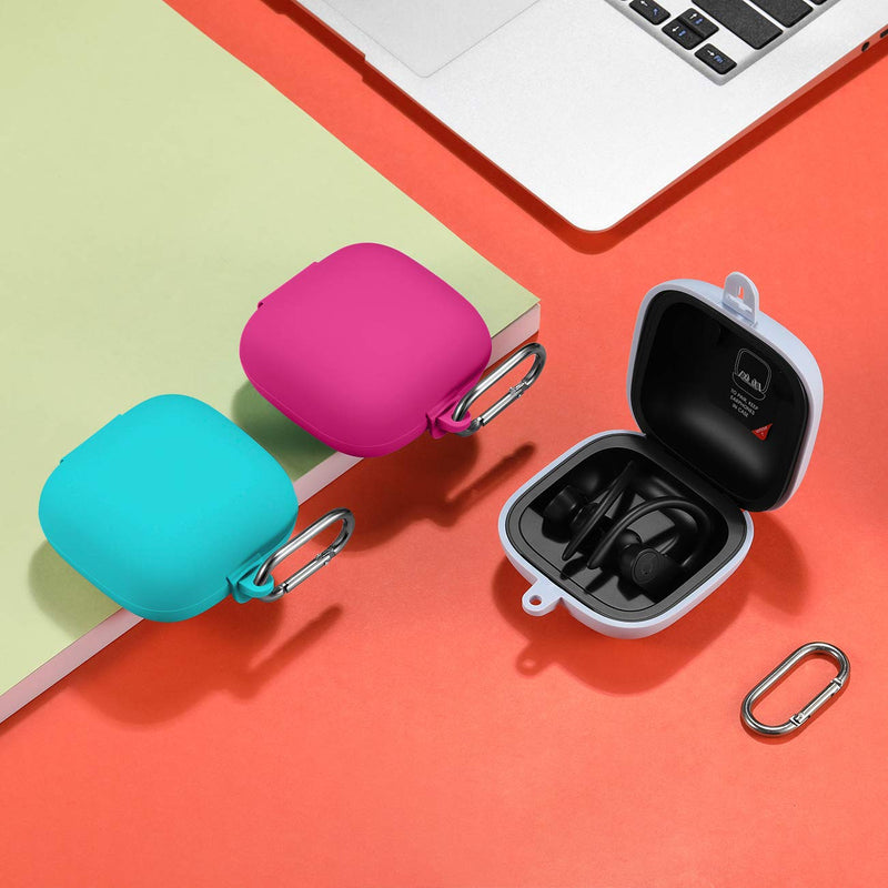 [Australia - AusPower] - GEAK Portable Powerbeats Pro Case, 360° Protection Shockproof Soft Silicone Cover with Keychain Compatible for Beats Powerbeats Pro 2019, Rose Pink 